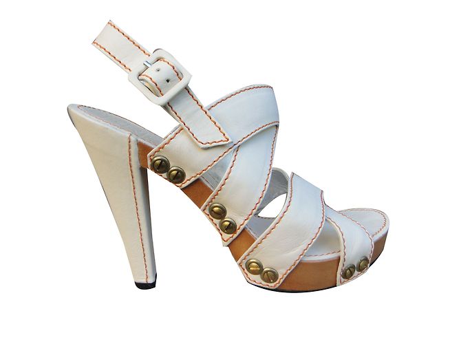 Free Lance Farrah 7 Sandalstitc Ledersandalen Eggshell Aus weiß