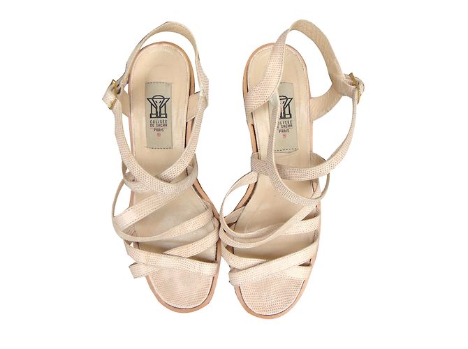 Sandali Colisee De Sacha in pelle beige effetto rettile