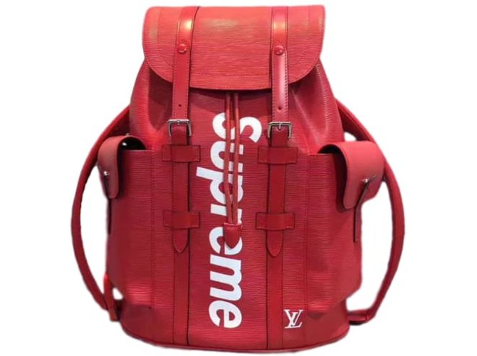 Autre Marque Louis vuitton x Supreme Backpacks Backpacks Leather Red ref.43836 - Joli Closet