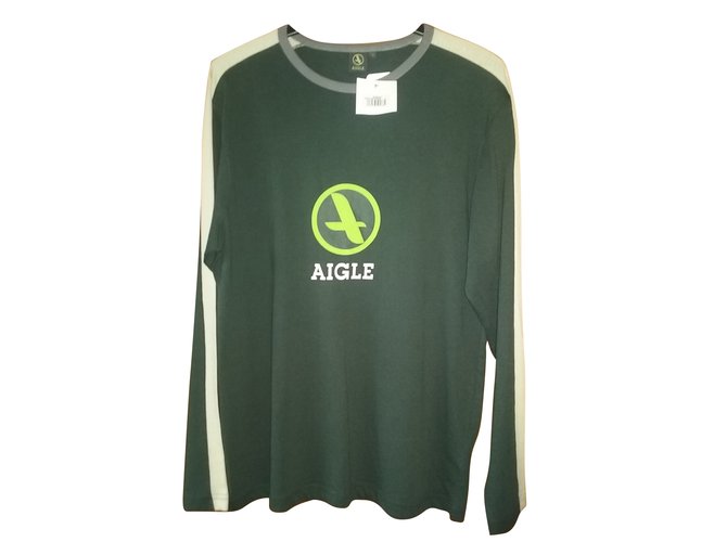 Aigle Camiseta Verde Algodão  ref.43845