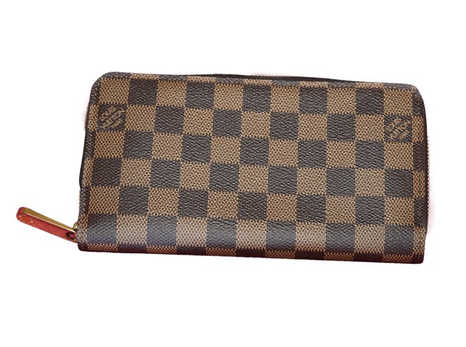 Louis Vuitton Zippy wallet Dark brown Leather Cloth  ref.43861