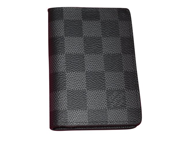 Louis Vuitton Taschenorganisator Grau Leder Leinwand  ref.43870
