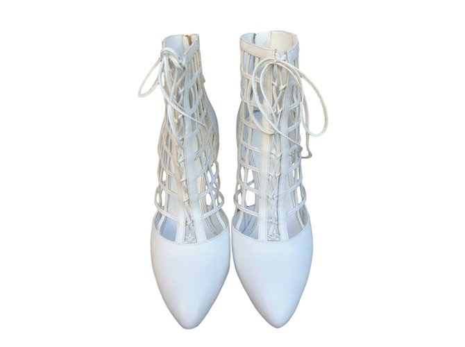 Sergio Rossi Ankle Boots White Leather  ref.43873