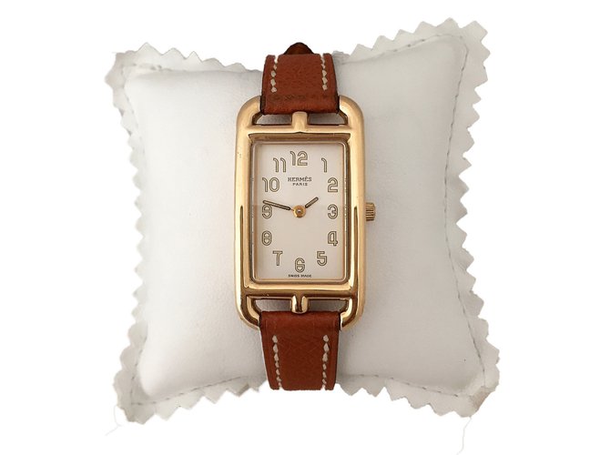 Hermès reloj Blanco Oro amarillo  ref.43958