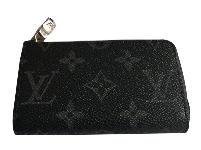 Louis Vuitton Carteira de chave e cartão Cinza antracite Couro  ref.43967