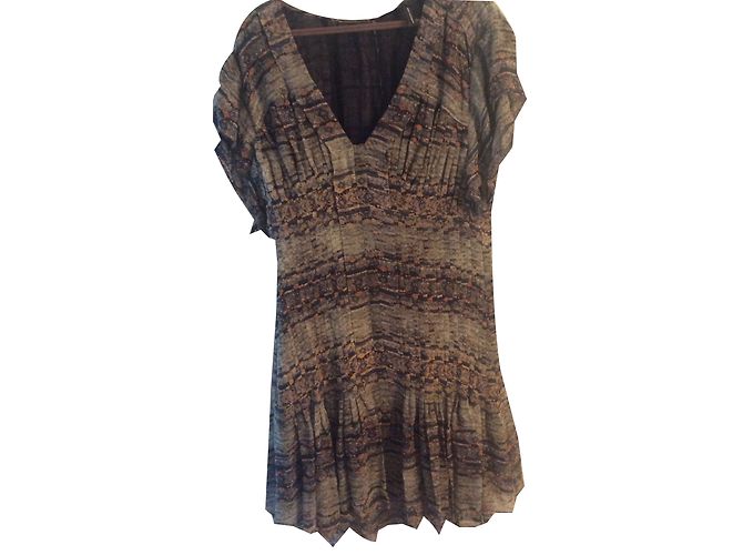 Vestido de cóctel Isabel Marant de seda con pliegues estampado cachemir