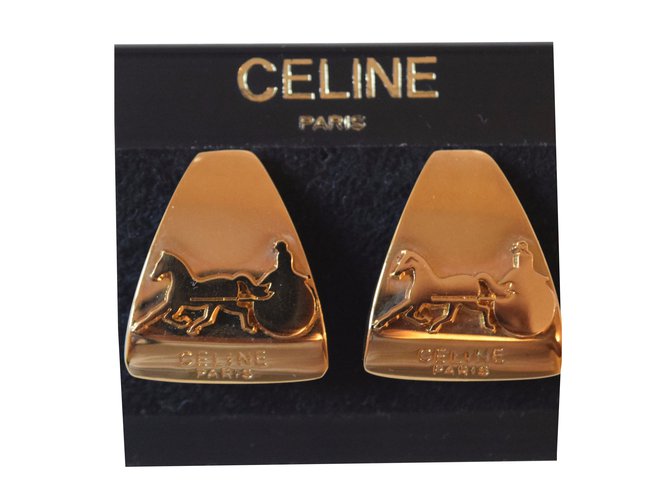 Vintage Céline clip-on earrings Golden Metal  ref.44099