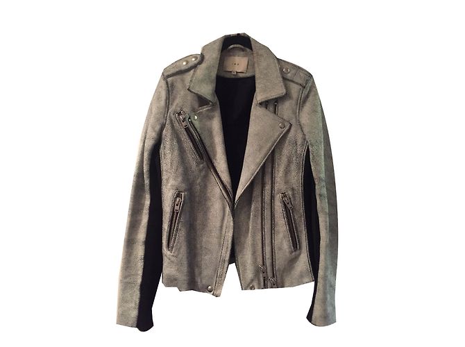 Chaqueta perfecto Iro Pero de piel de cordero gris