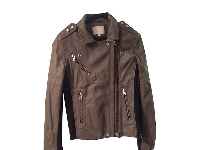 Iro Perfecto Bikerjacke Lammleder Taupe