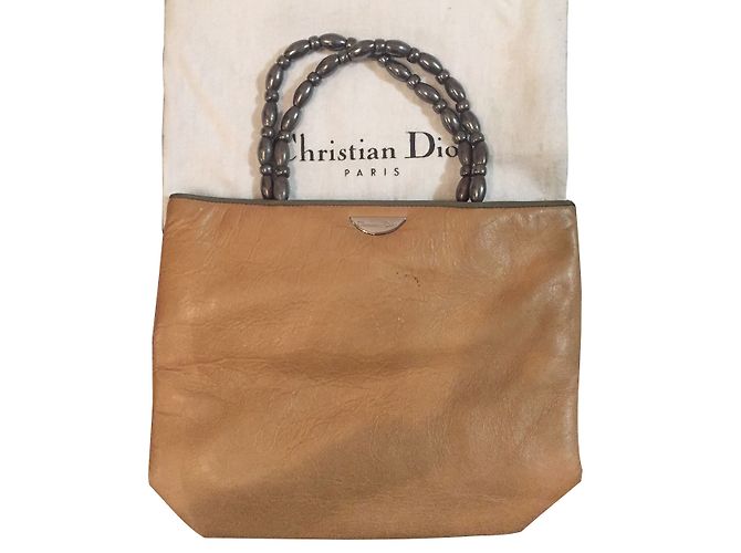 Borsa a mano Christian Dior in pelle beige