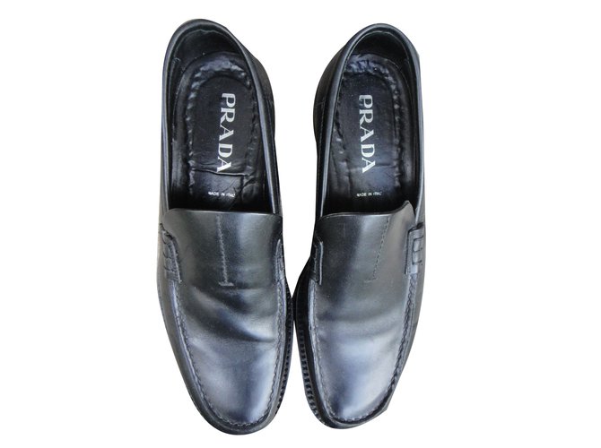 Prada Mocassins homme Cuir Noir  ref.44183