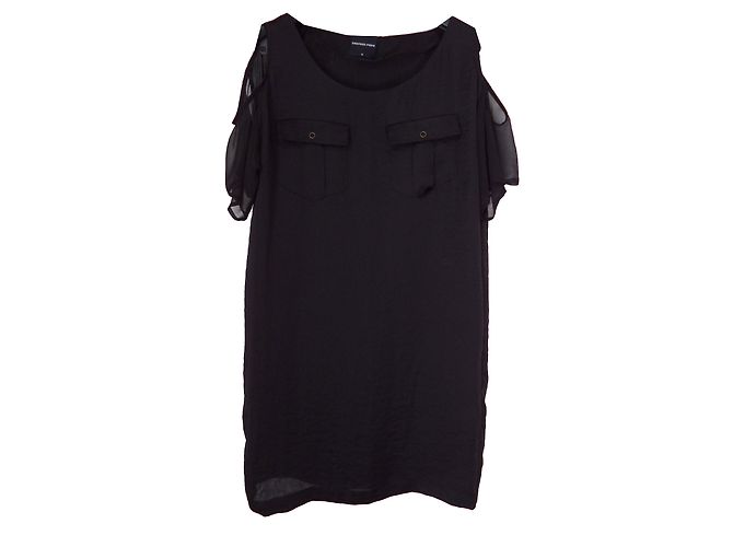 American Retro Schwarzes kurzes Kleid aus Polyester