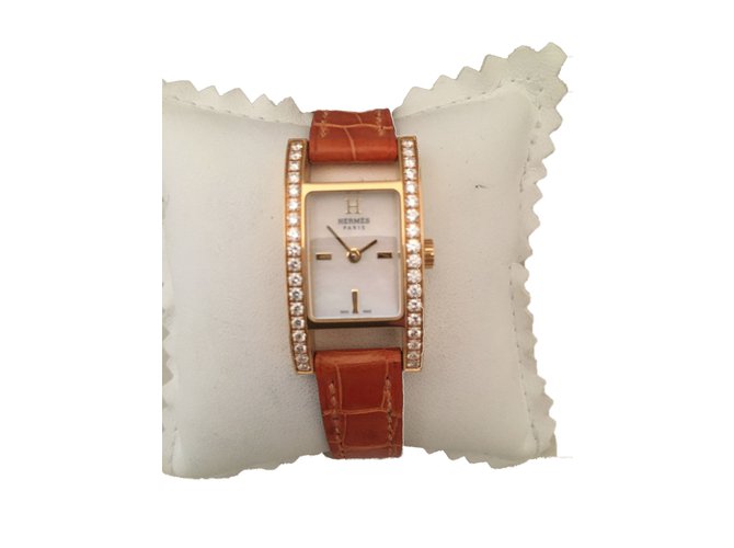 Hermès Relógio Arcole Branco Ouro rosa  ref.44204