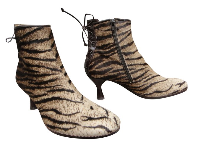 Charles Jourdan Ankle Boots Zebra print Pony-style calfskin  ref.44233