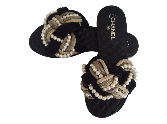 Chanel Mules Black Rope  ref.44234