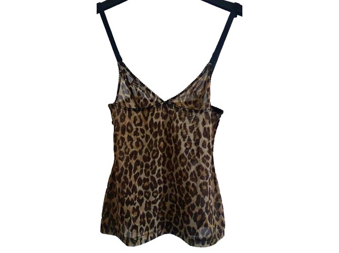 Leopard-print silk-blend camisole in brown - Dolce Gabbana