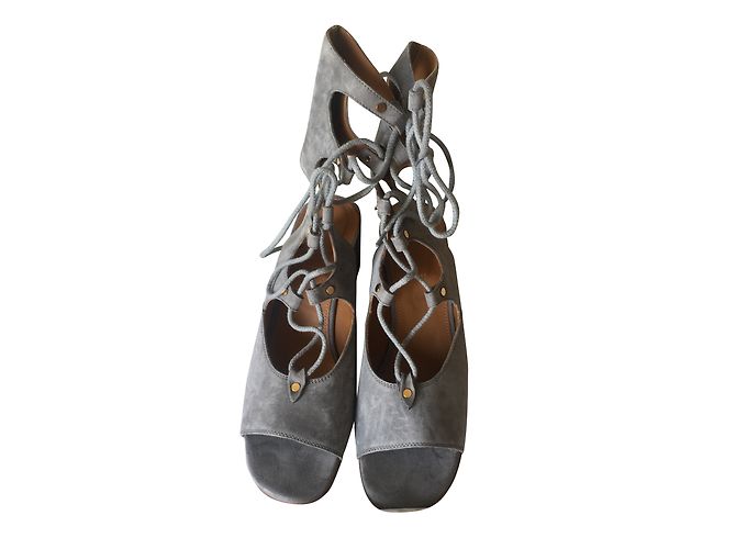Chloé Gladiator Sandalen Grau Wildleder