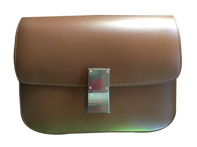 Céline Bolso clásico de la caja Caramelo Cuero  ref.44327