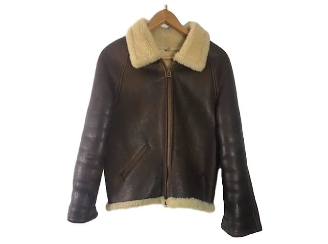 Autre Marque Lammfell-Bomberjacke Braun