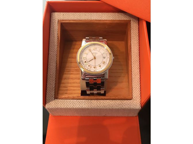 Hermès Bela Hermes Carrick modelo grande Prata Dourado