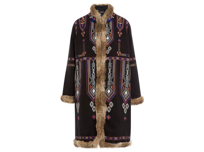 Antik Batik Coats, Outerwear Black Polyester Viscose Fur  ref.44415