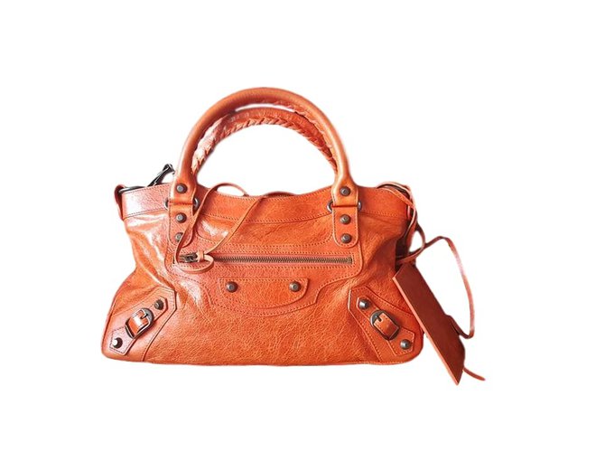 Balenciaga Classic First Leather Bag Laranja Couro  ref.44416
