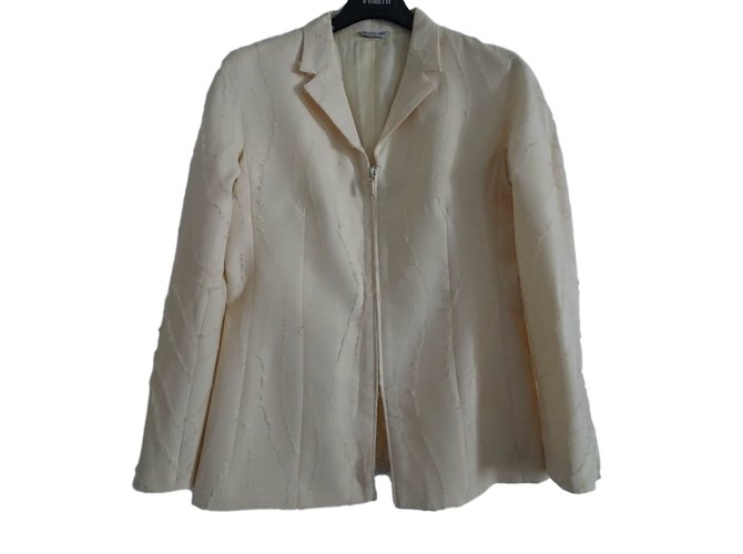 Gianni versace couture zip up jaqueta blazer Cru Algodão  ref.44419