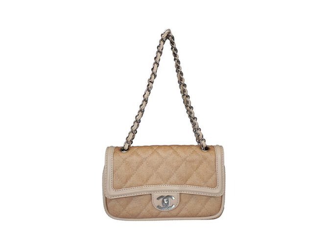 Chanel Handbag Chestnut Leather Cloth  ref.44457