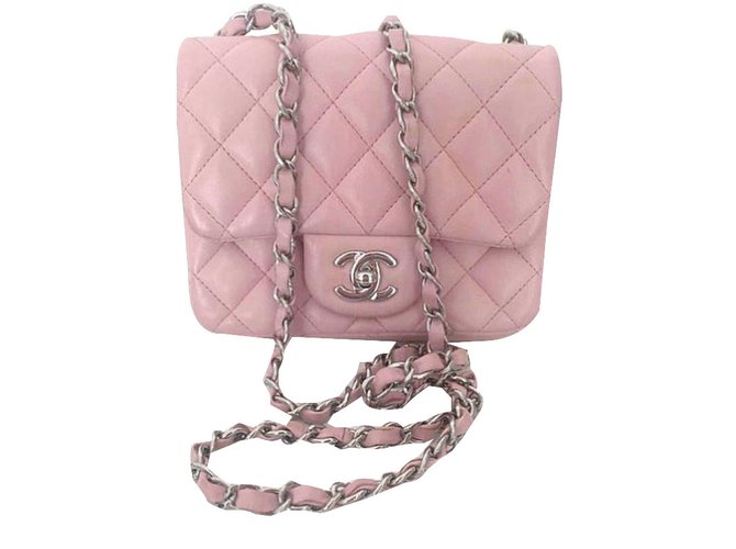 Chanel Mini saco Rosa Couro  ref.44536