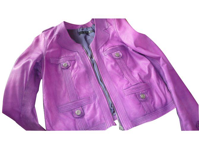 Just Cavalli Biker jackets Pink Leather  ref.44554