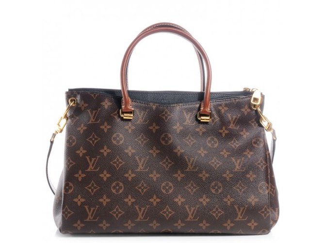 Louis Vuitton Handbag PALLAS Brown Black Leather  ref.44607