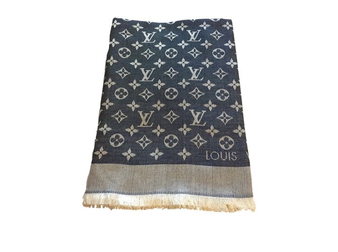Louis Vuitton Foulards Laine Bleu  ref.44612
