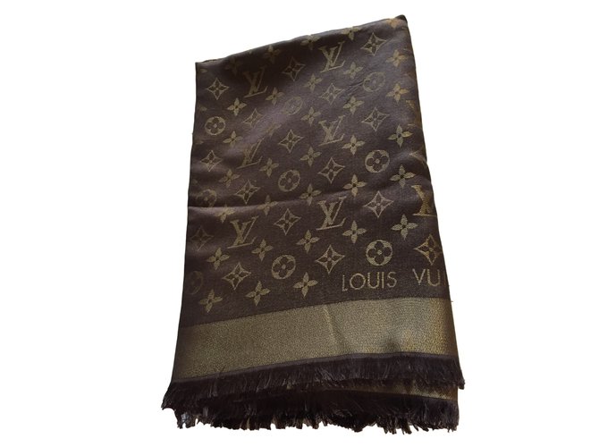 Louis Vuitton Foulards Laine Bronze  ref.44616