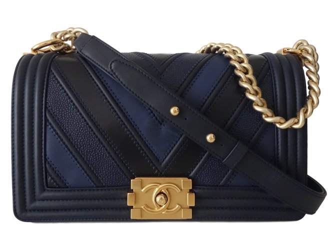 Chanel Handbags BOY Blue Leather  ref.44619