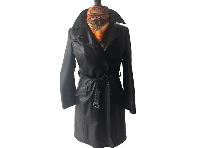 Sylvie Schimmel Trench in pelle nappa nera Nero