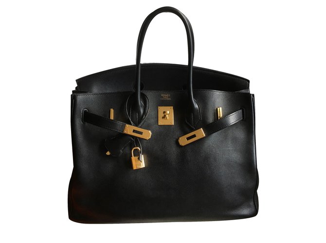 Kelly Hermès Handbags Black Leather  ref.44680