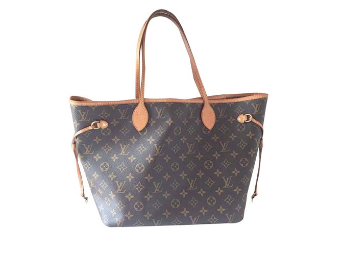 Neverfull Louis Vuitton Handbag Brown Leather  ref.44706