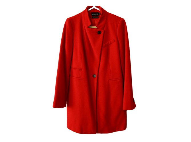 CAROLL Coats, Outerwear Red Cashmere Wool Polyamide  ref.44719