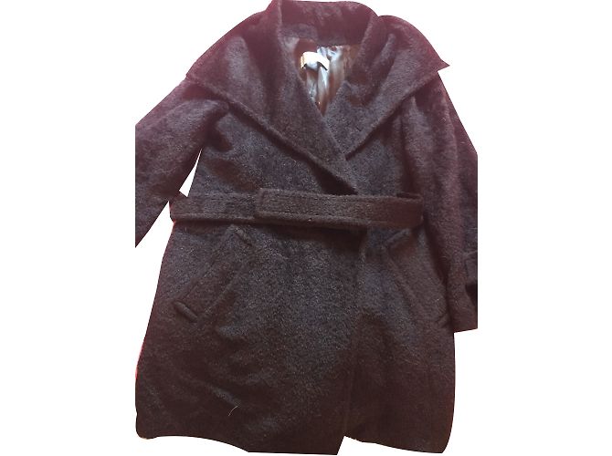Abrigo Gerard Darel de alpaca marrón oscuro