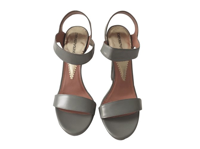 Emporio Armani Sandals Grey Leather  ref.44760