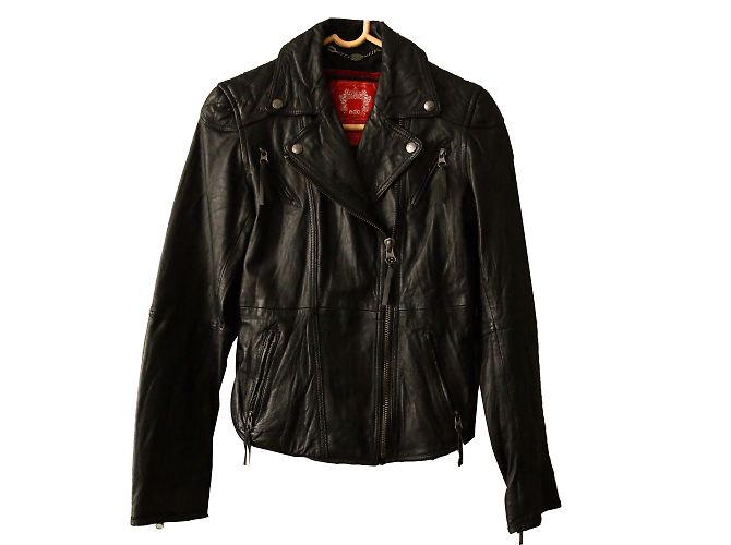 Autre Marque Giacca Perfecto EDC in pelle nera Nero