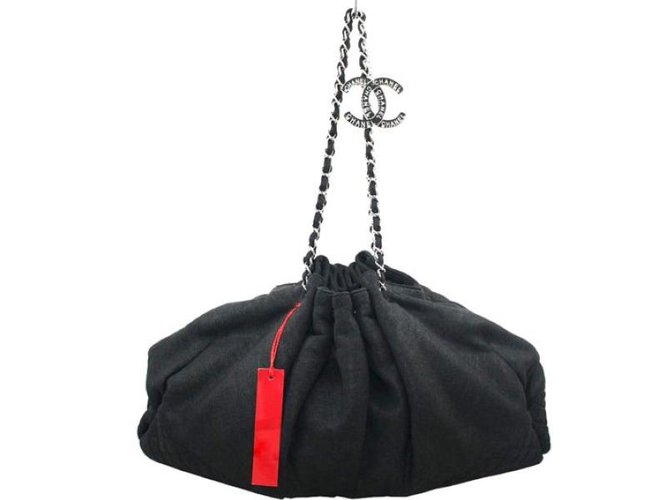 Chanel Handtaschen Schwarz Tuch  ref.44836