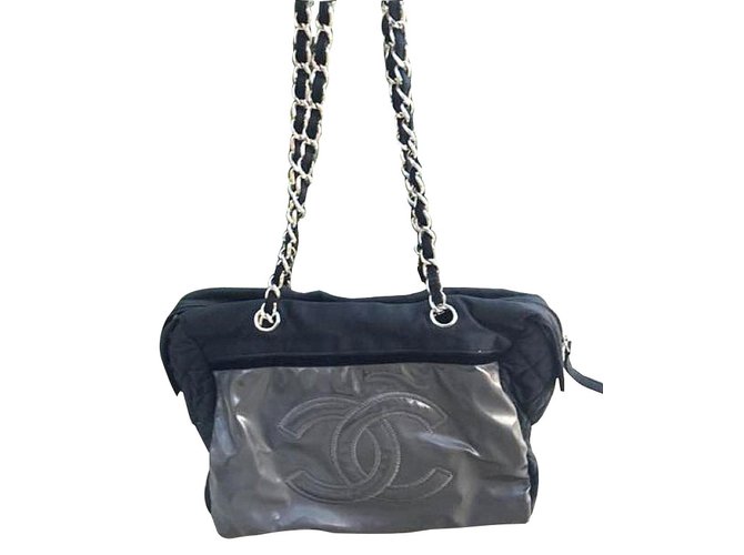 Chanel Handbags Grey Cloth  ref.44914