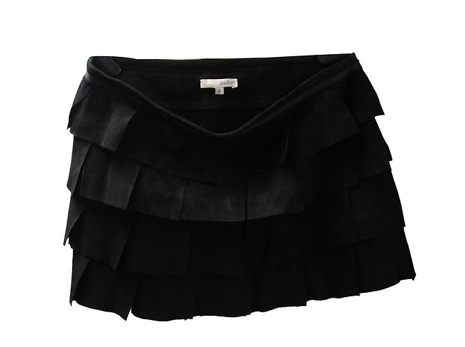 Falda de cuero negro efecto ante Ba&Sh Talla 2