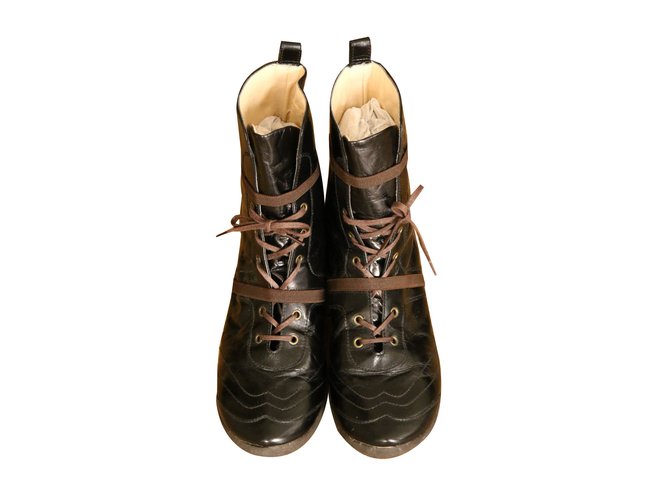 Charles Jourdan Sneakers Black Beige Leather  ref.45045