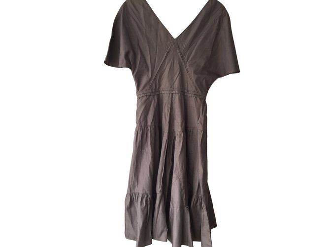 Miu Miu Dresses Taupe Silk  ref.45078