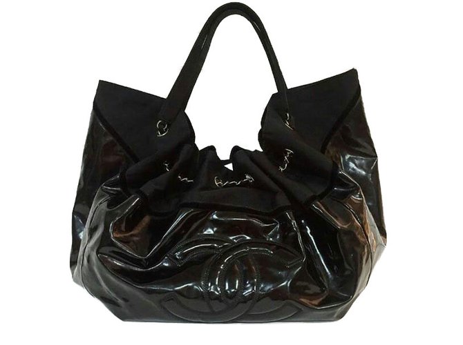 Chanel Sport bag large Cuir vernis Noir  ref.45180