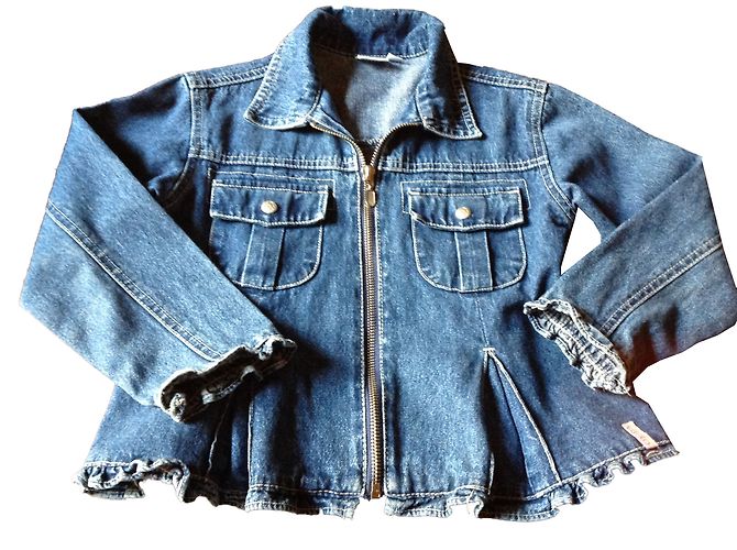Autre Marque Okids Jeansjacke für Mädchen Blau mit Rüschendetails Größe 7 Jahre