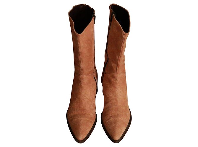 Botas de cano curto Minelli em camurça marrom claro Castanho claro