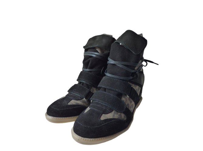 Ikks Sneakers Black Leopard print Leather  ref.45270